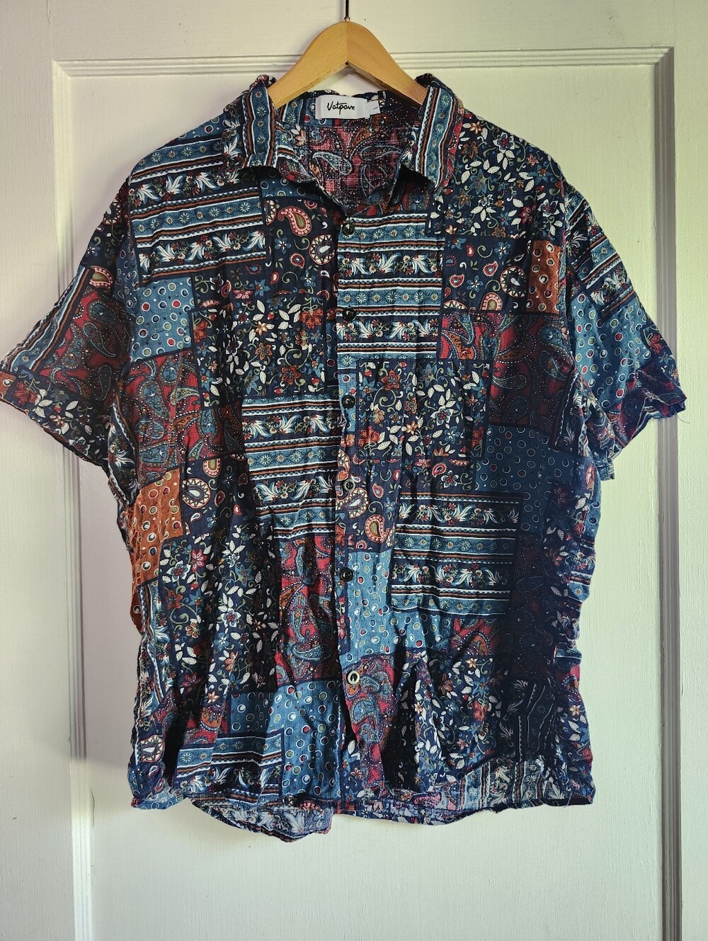 Men's Vatpave Button Down Paisley Top L